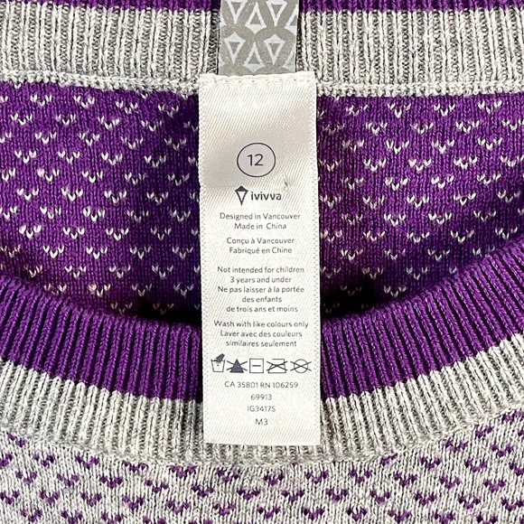 Ivivva by LuluLemon Girls Practice Ready Crewneck Sweater Purple Gray Size 12 - Picture 5 of 6